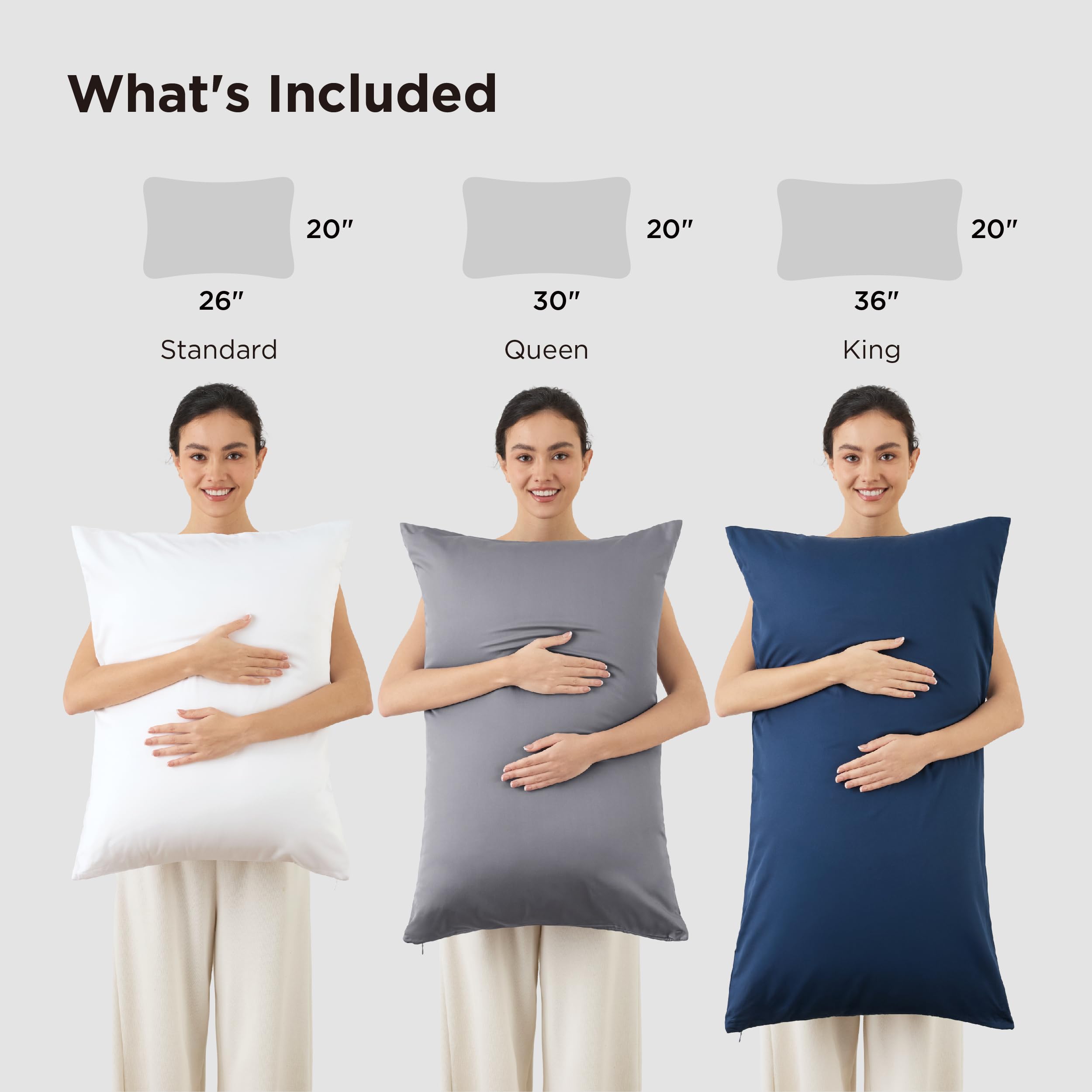 Bedsure pillow next to ruler illustrating queen size and accurate scale