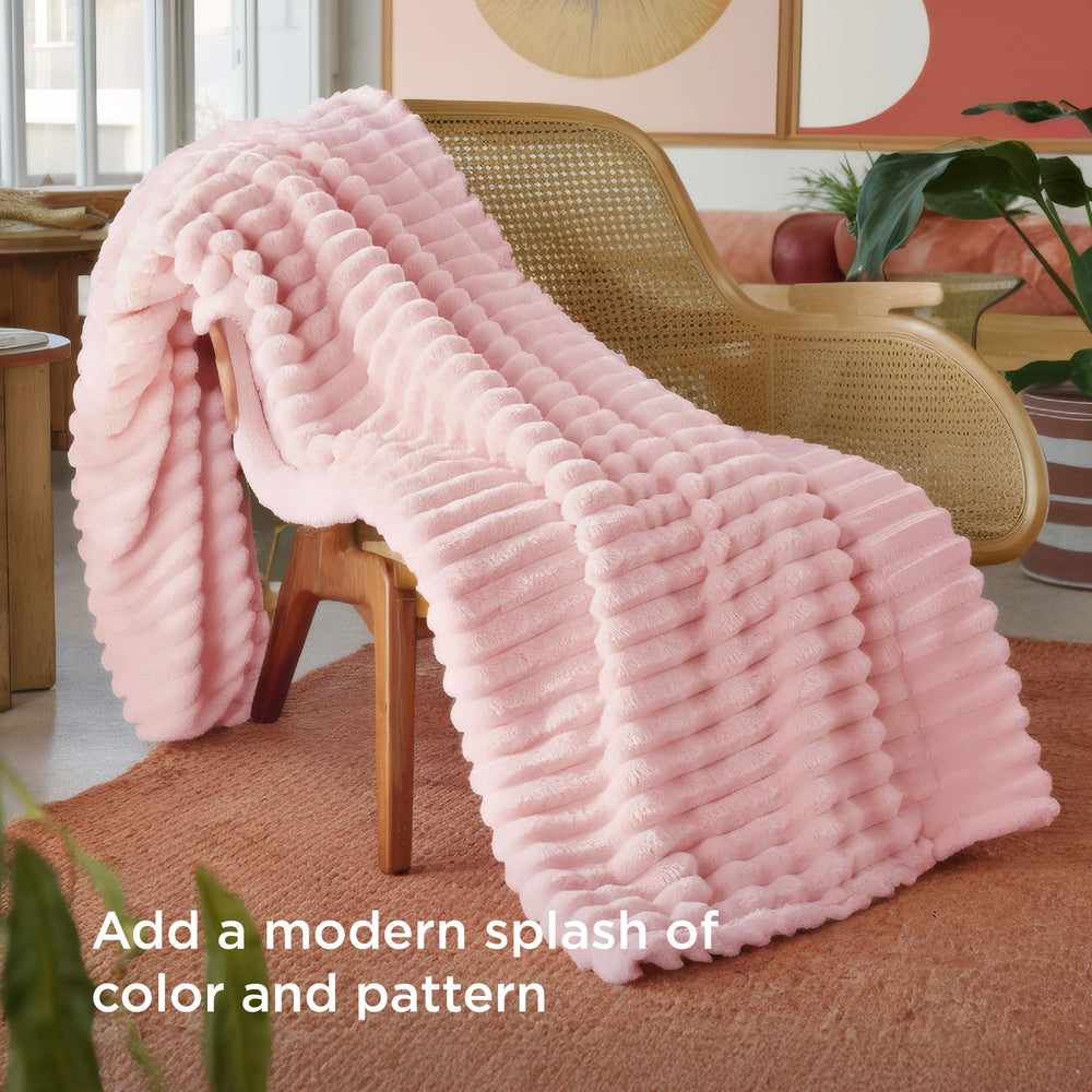 Bedsure folded throw on shelf showing compact storage convenience