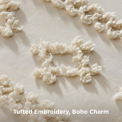 Bedsure close-up of embroidered tufts highlighting 3D texture and visual depth