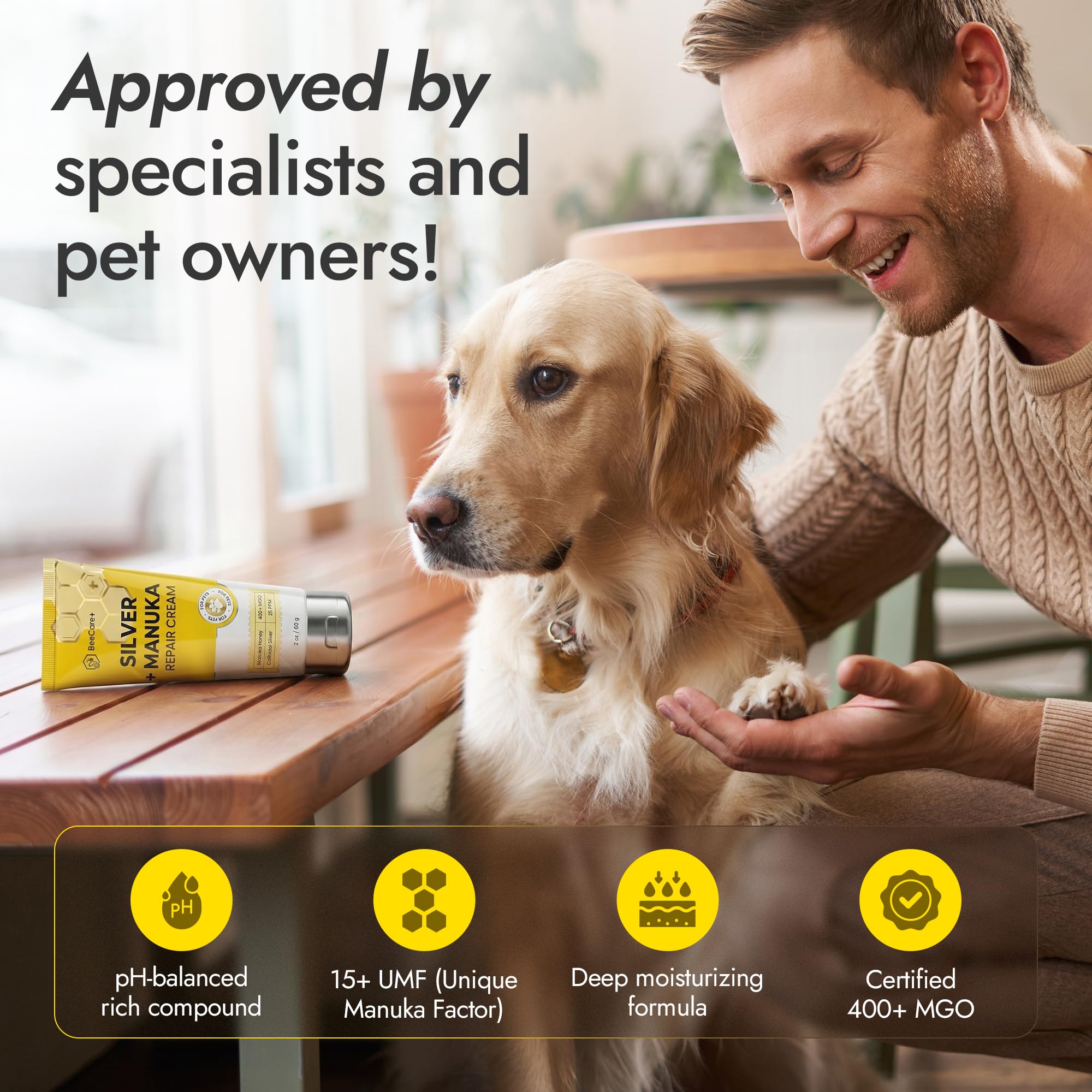 BeeCare+ gentle application on cat nose supporting dry skin comfort