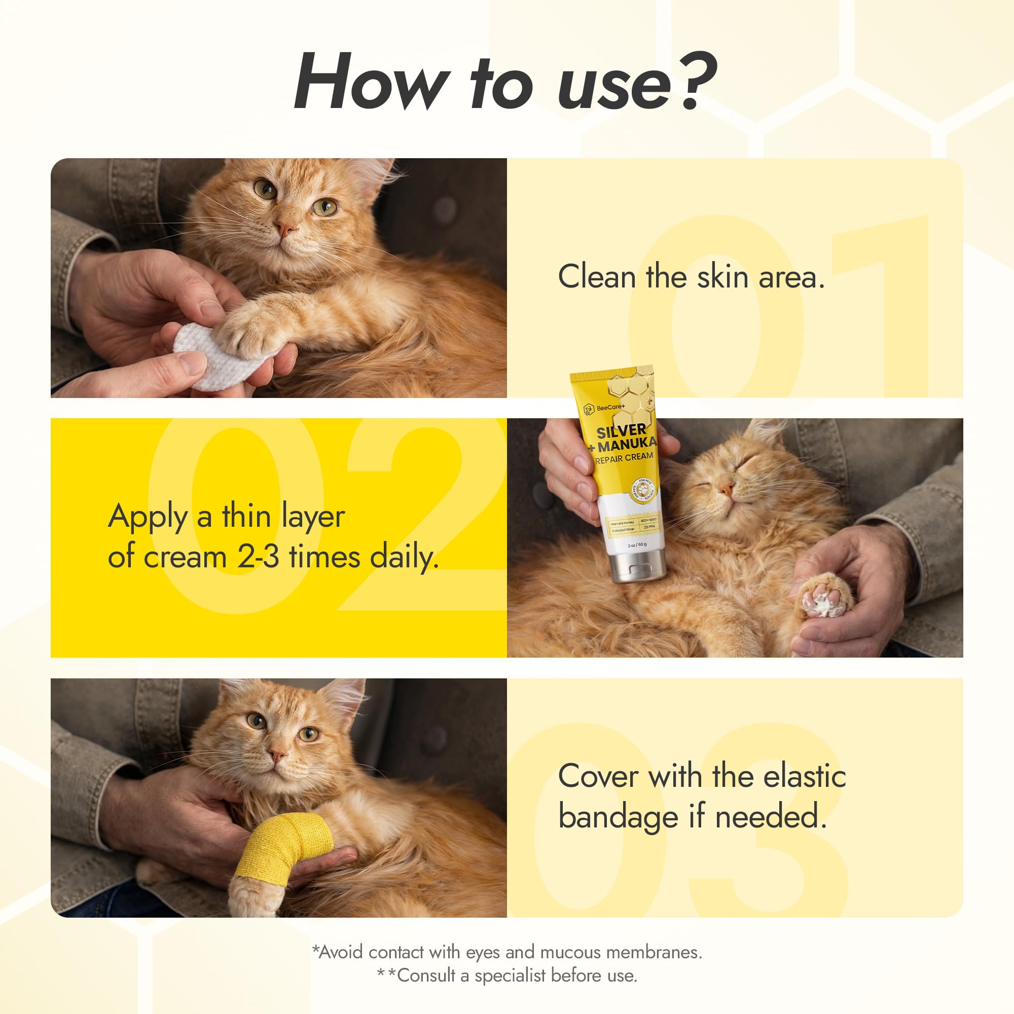 BeeCare+ applied to a dog paw to soothe hot spot and protect skin