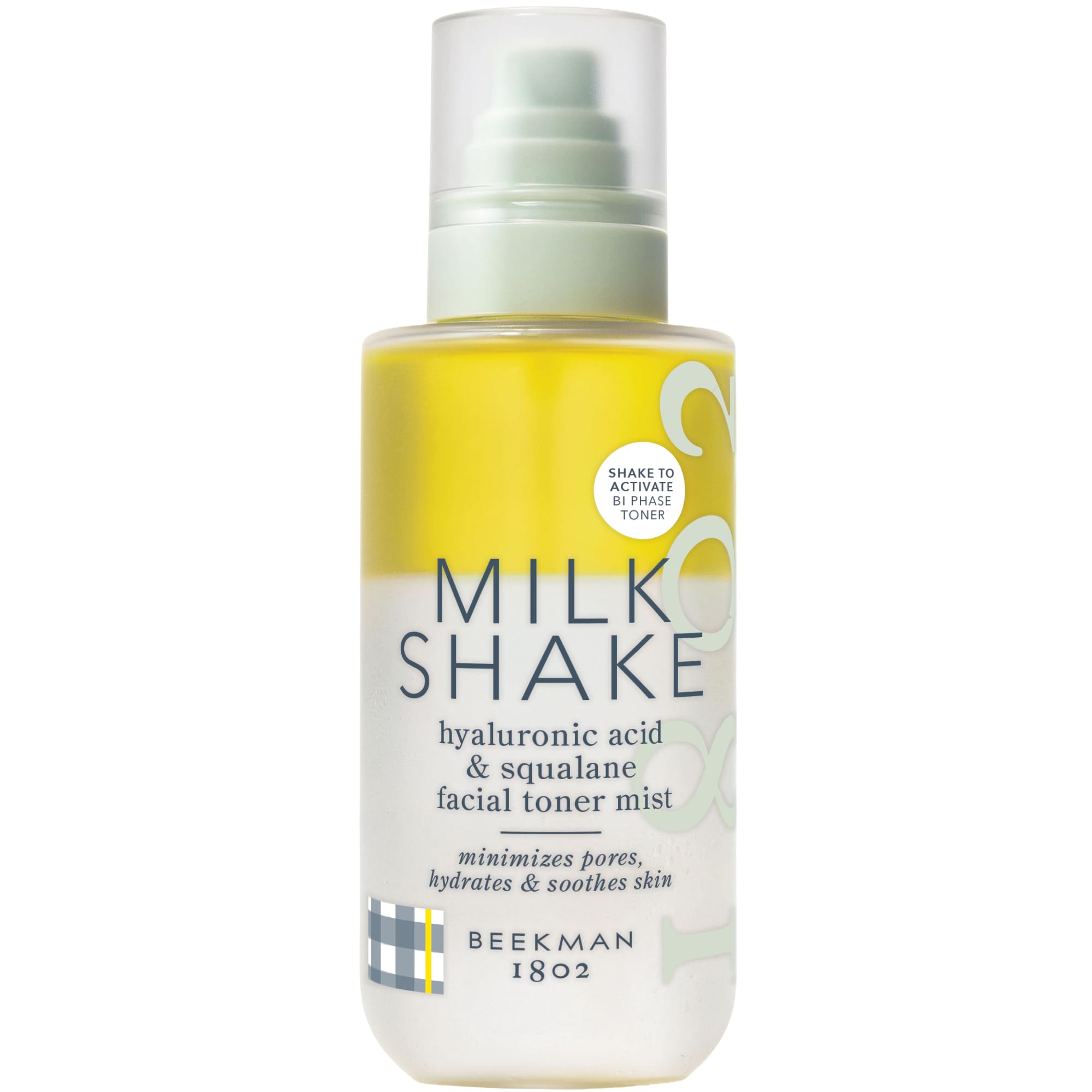 Beekman 1802 front bottle milk shake face mist clear branding and size