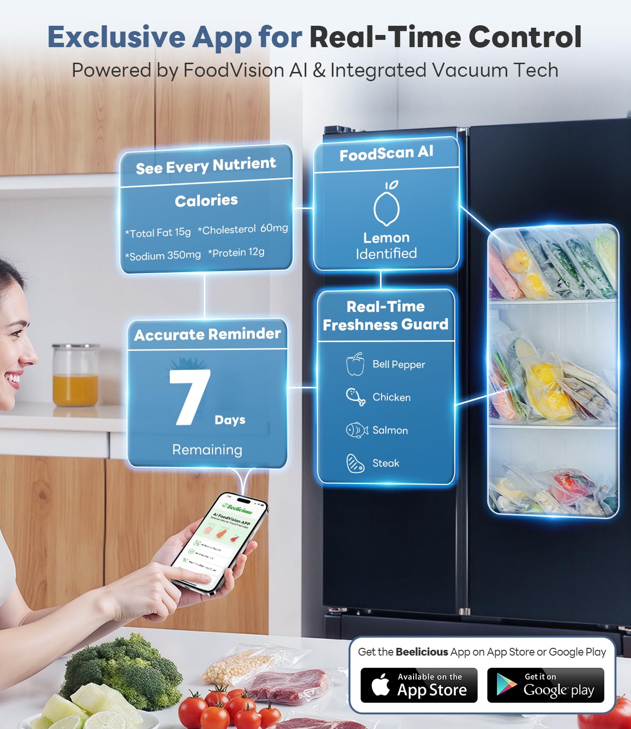 Beelicious Pro next to a ruler for size scale, illustrating compact footprint for small kitchens
