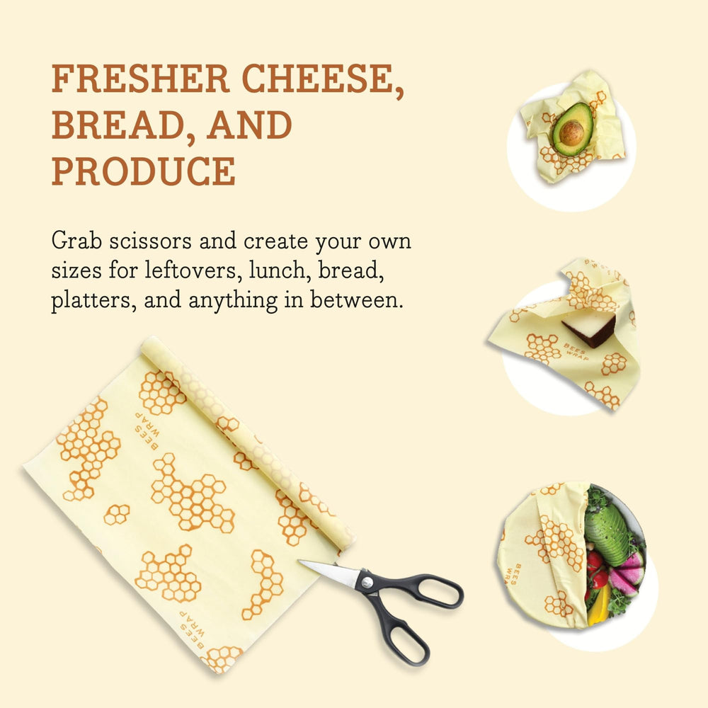Bee's Wrap being cut to size to customize wraps and reduce waste