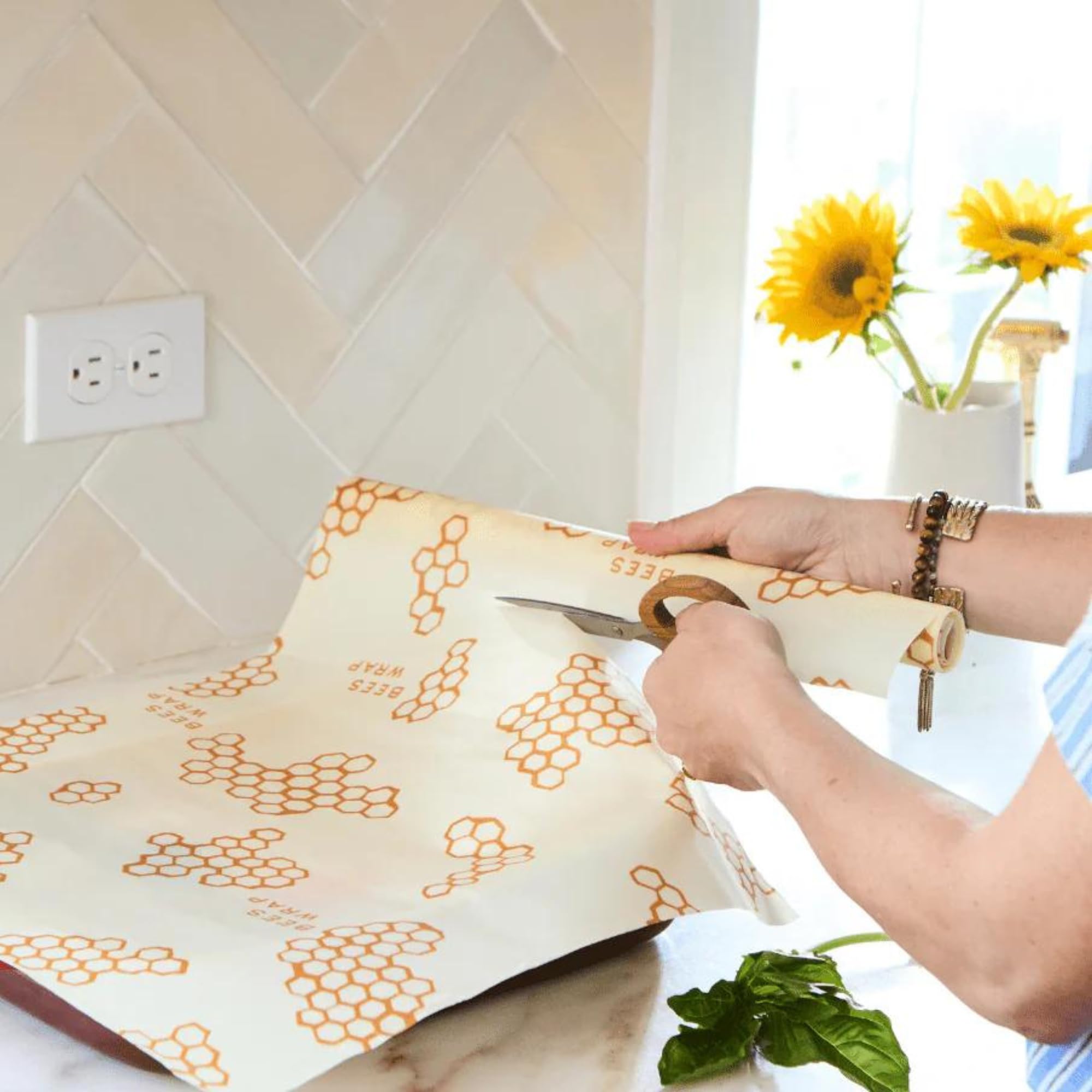 Bee's Wrap close-up of honeycomb pattern highlighting durable print