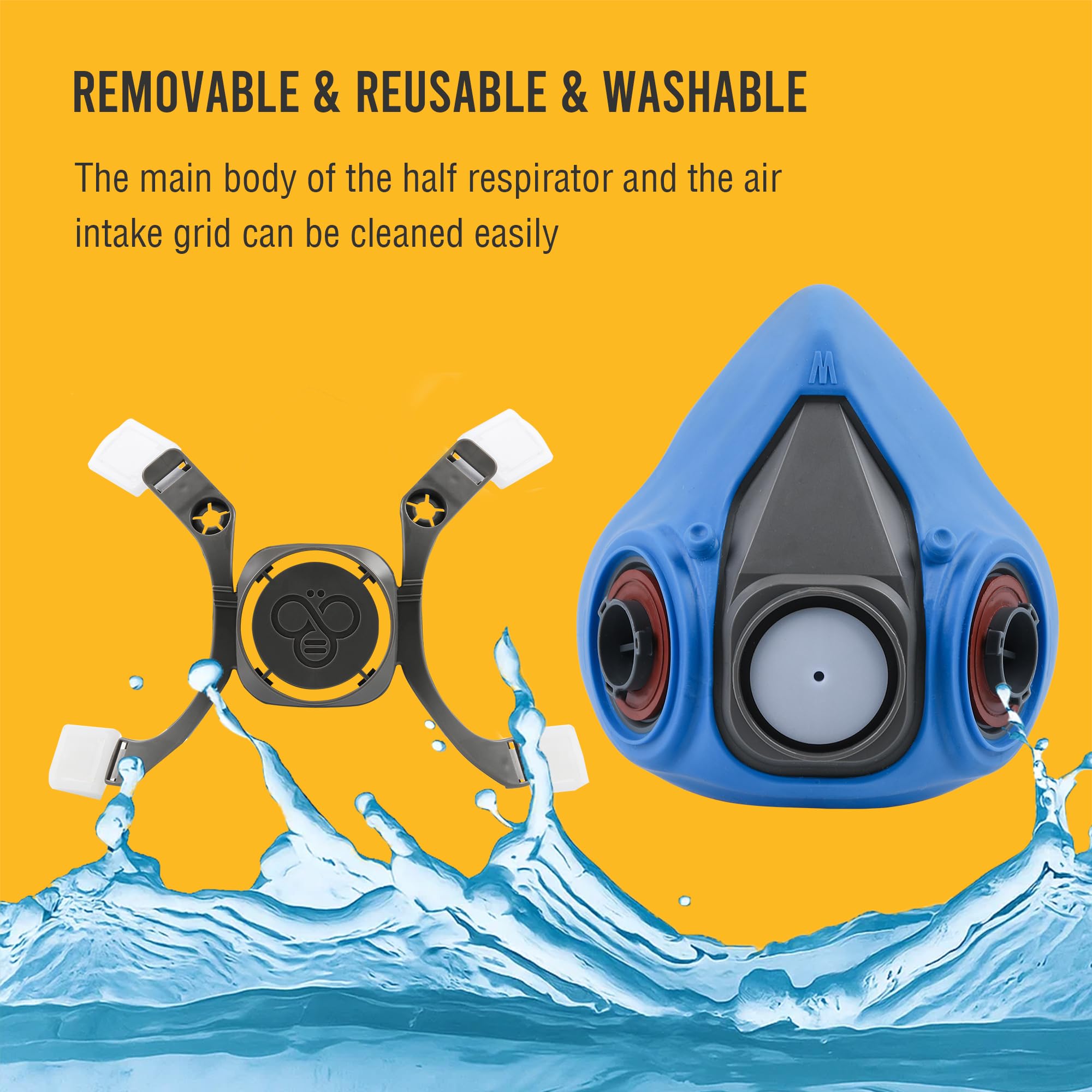 BEESAFETY mask held in hand showing size and scale for easy portability