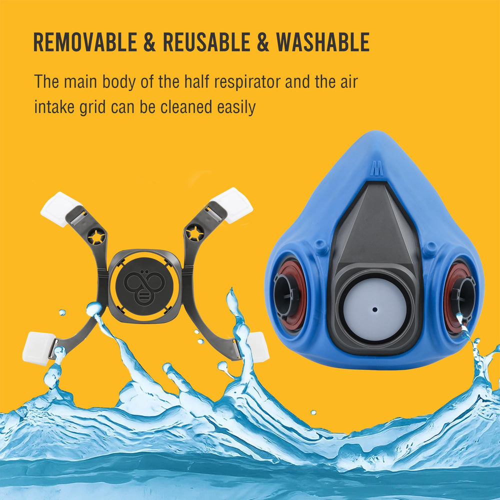 BEESAFETY mask held in hand showing size and scale for easy portability