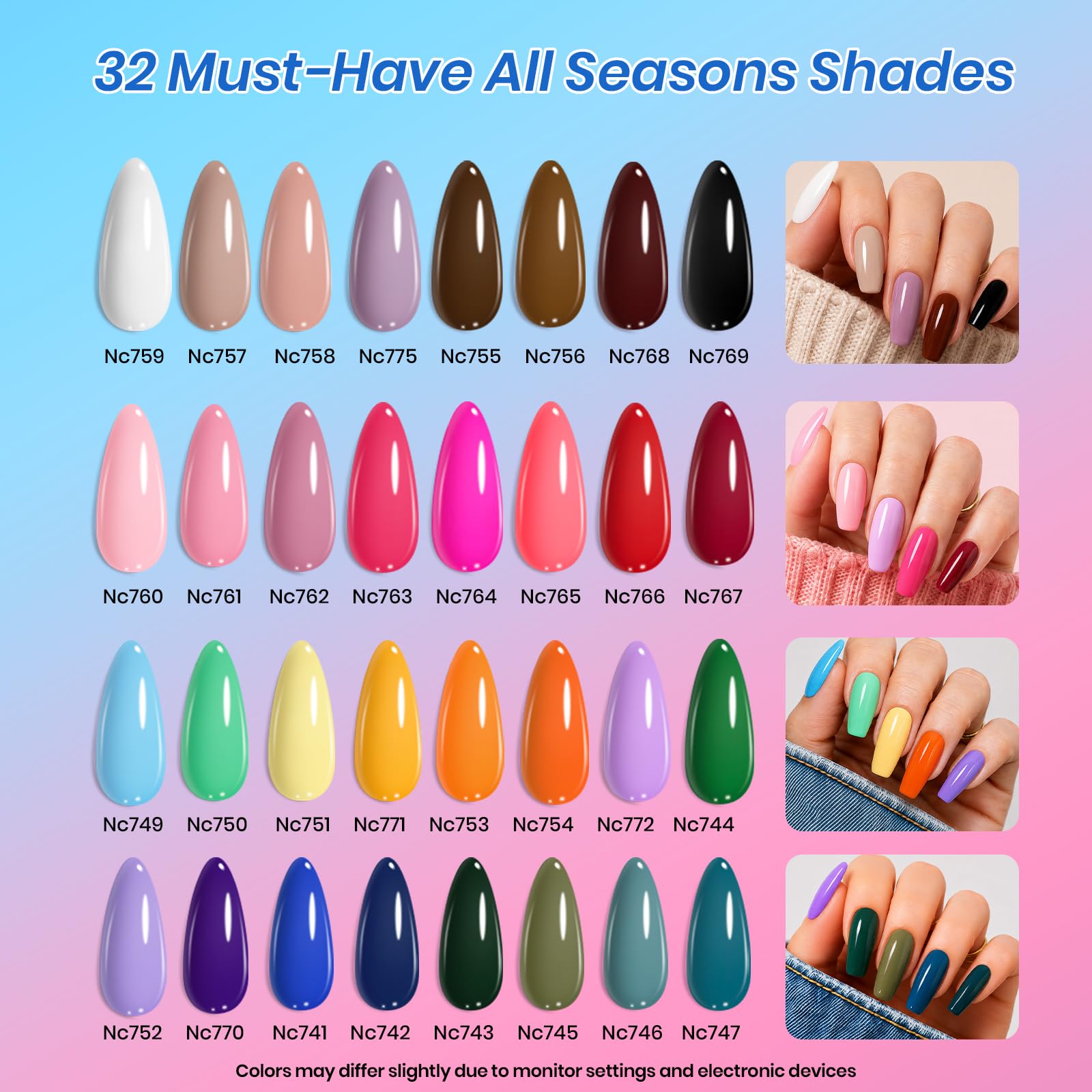 Beetles 32-color gel polish spread highlighting vibrant shades for versatile looks
