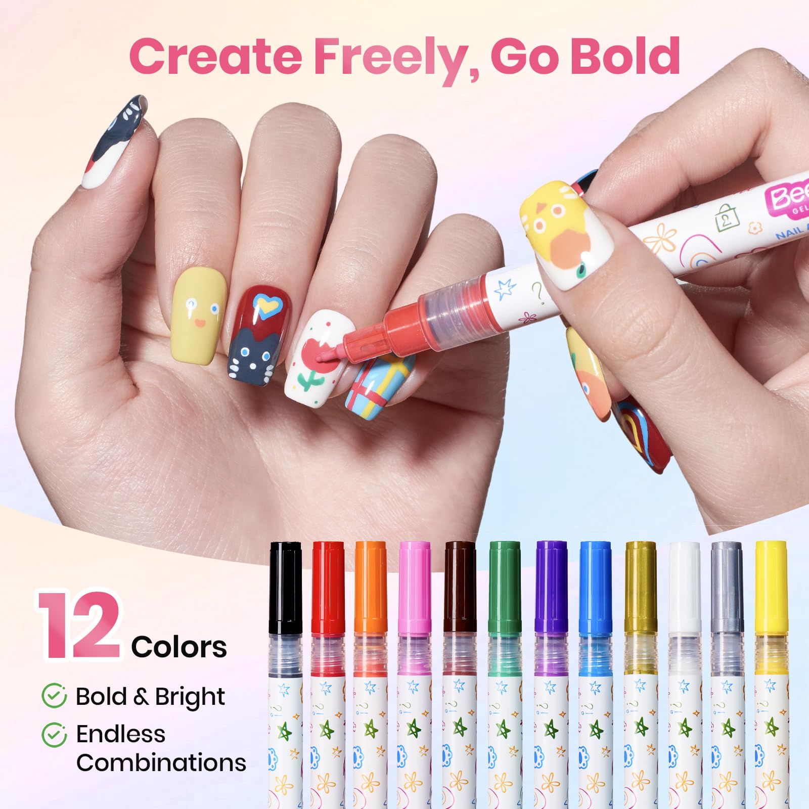 beetles Gel Polish dotted nail design example showing tiny dot accuracy for accents