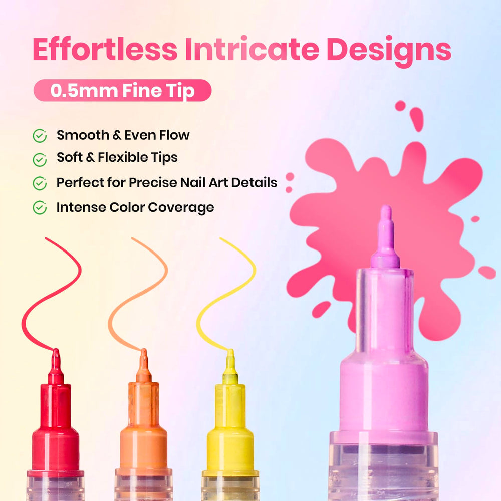 beetles Gel Polish 0.5mm pen tip close-up showing fine precision for crisp nail lines