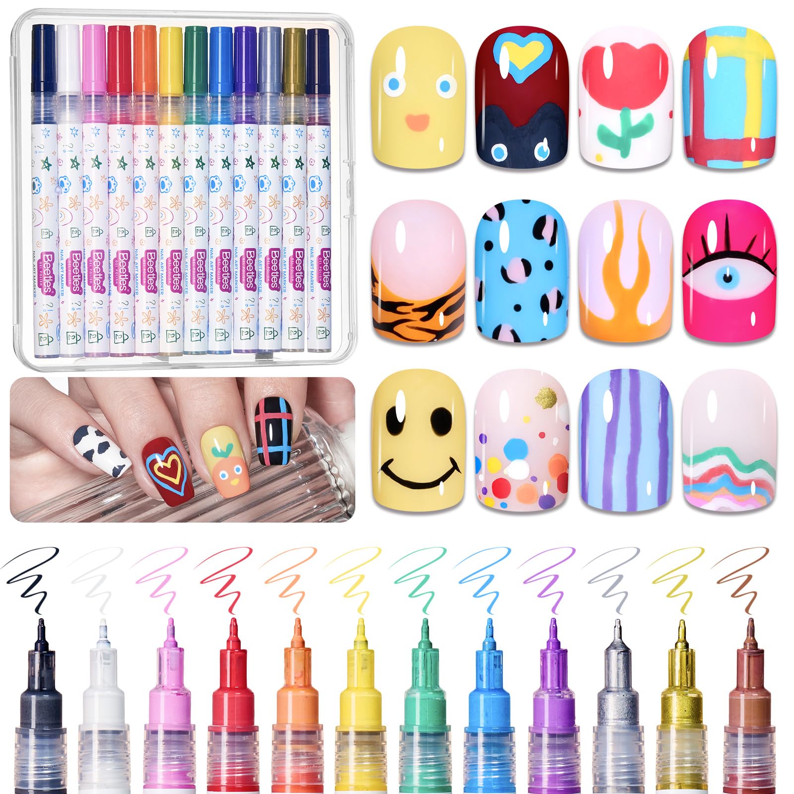 beetles Gel Polish pens decorating a phone case showing multi-surface creativity benefit