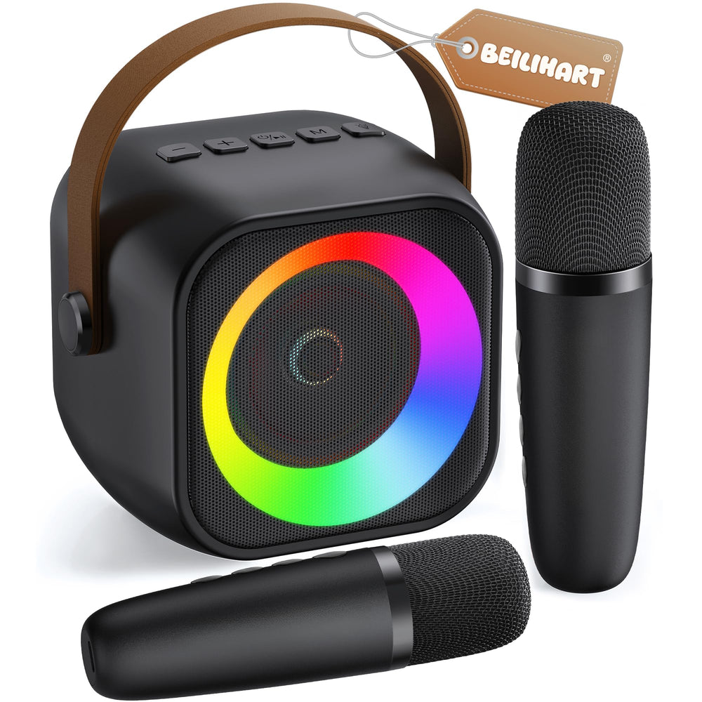 BEILIHART mini karaoke front view showing controls and speaker for clear sound