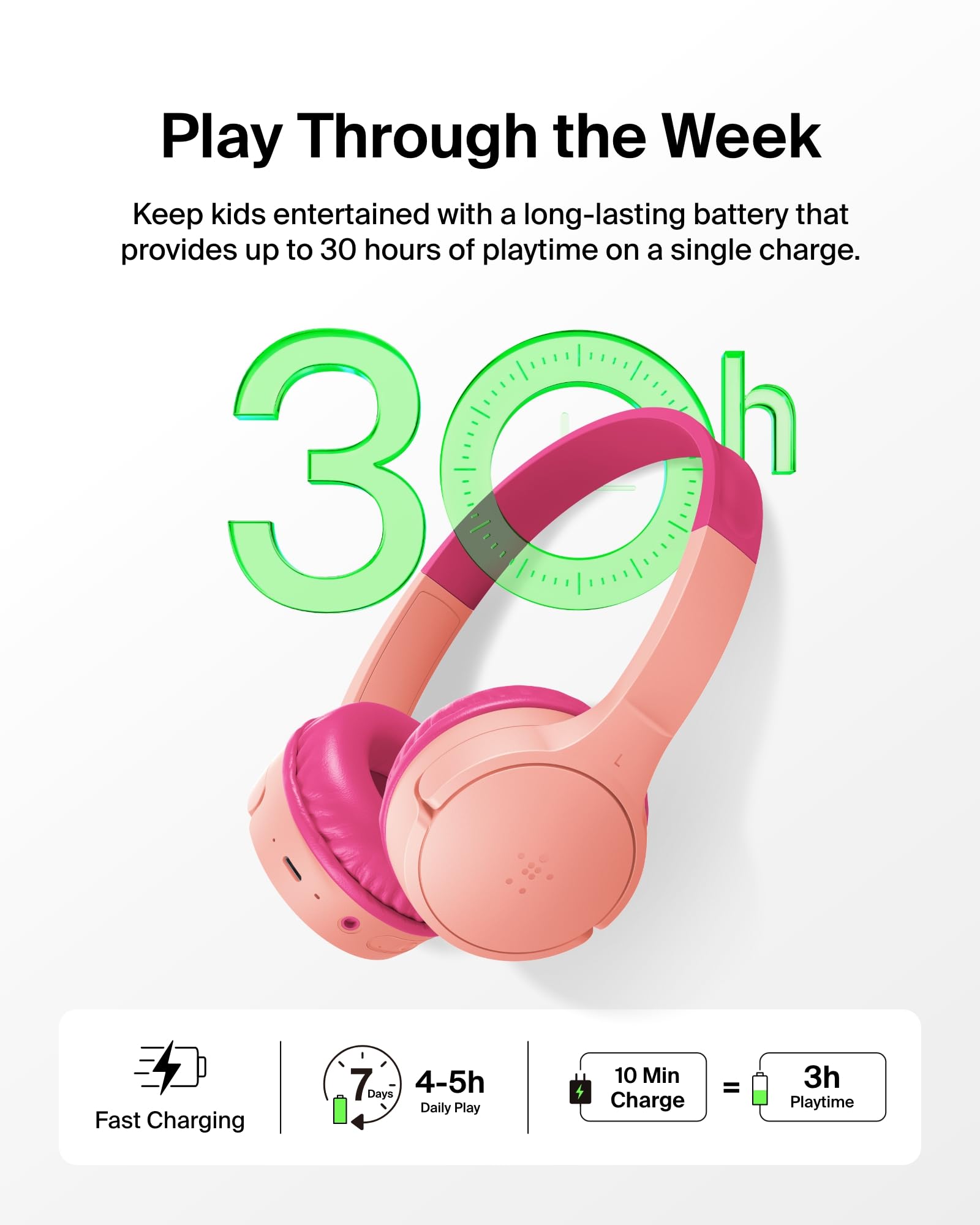 Belkin SoundForm Mini hard case closed with headphones inside for organized travel protection