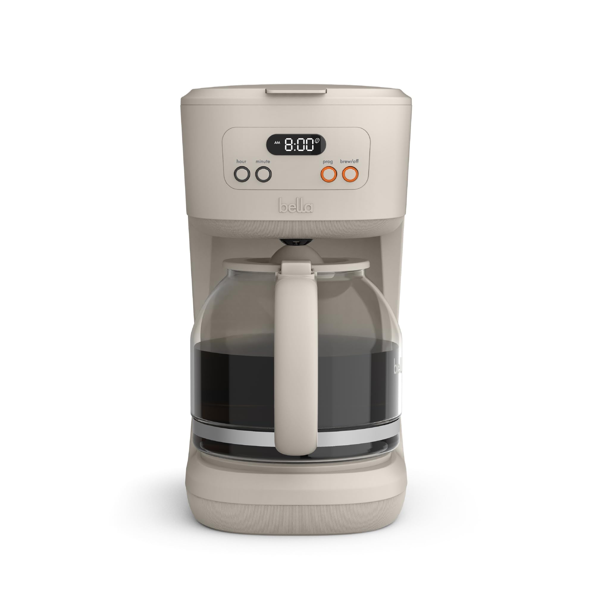 BELLA front view showing compact 12-cup brewer and clean design benefit
