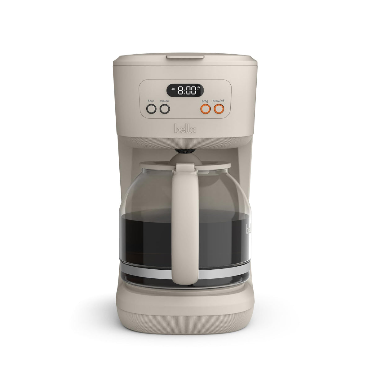BELLA front view showing compact 12-cup brewer and clean design benefit
