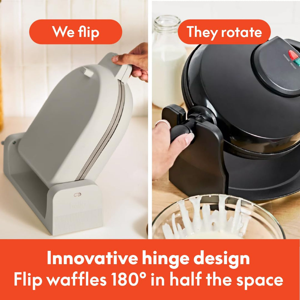 BELLA flipping waffle maker in use for even cooking and browning
