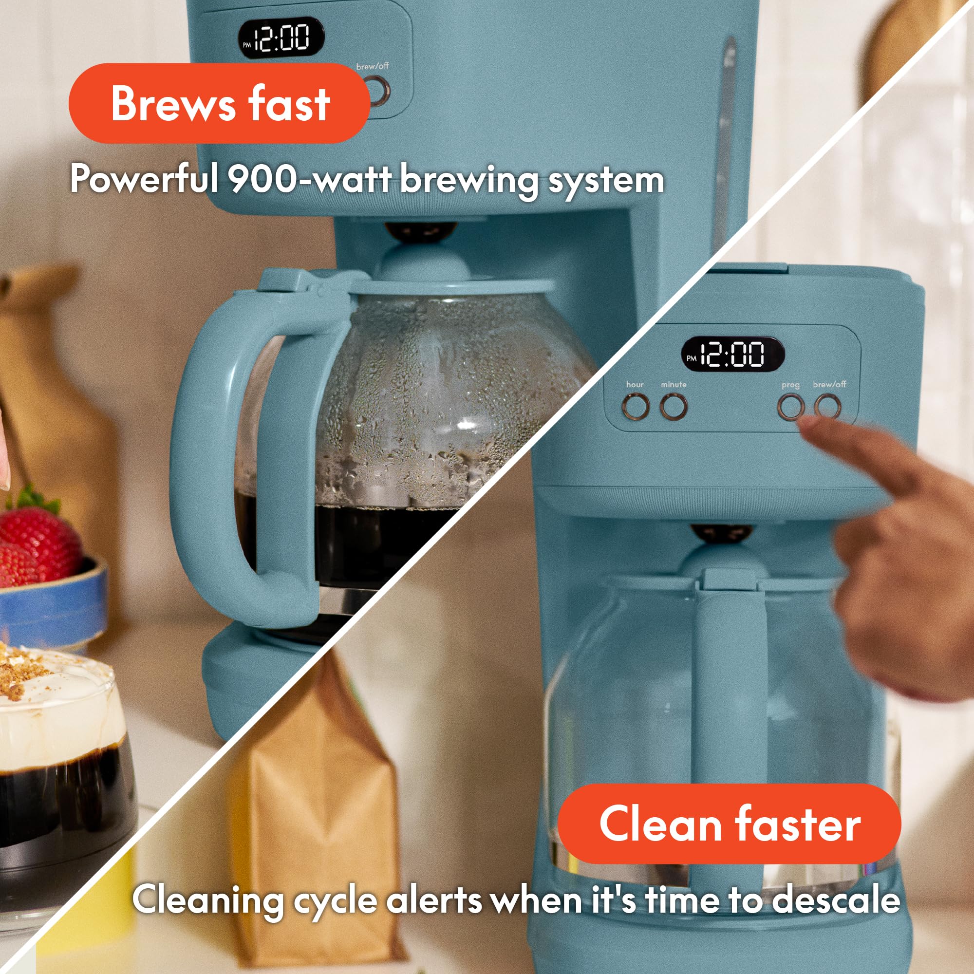 BELLA pause-and-serve pouring mid-brew to grab a fresh cup fast