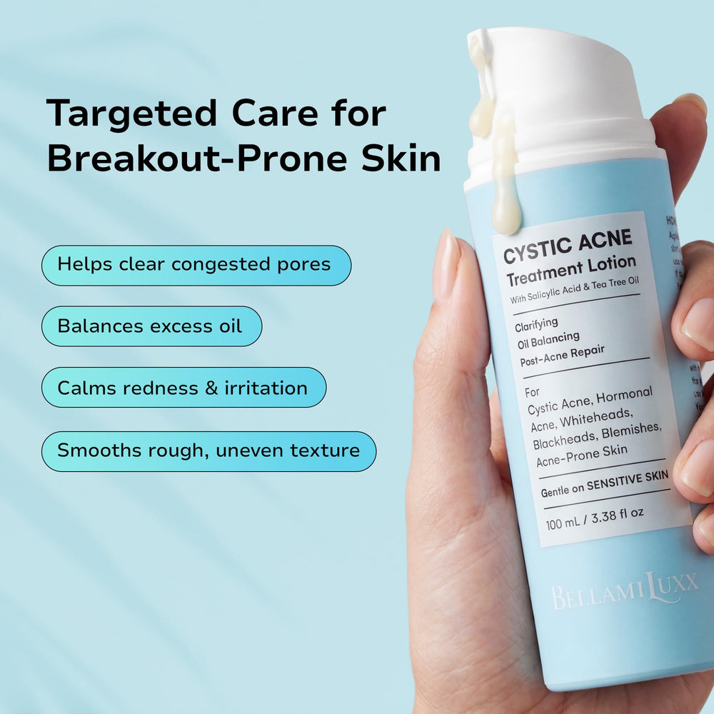 BellamiLuxx being applied to a cheek as targeted spot care