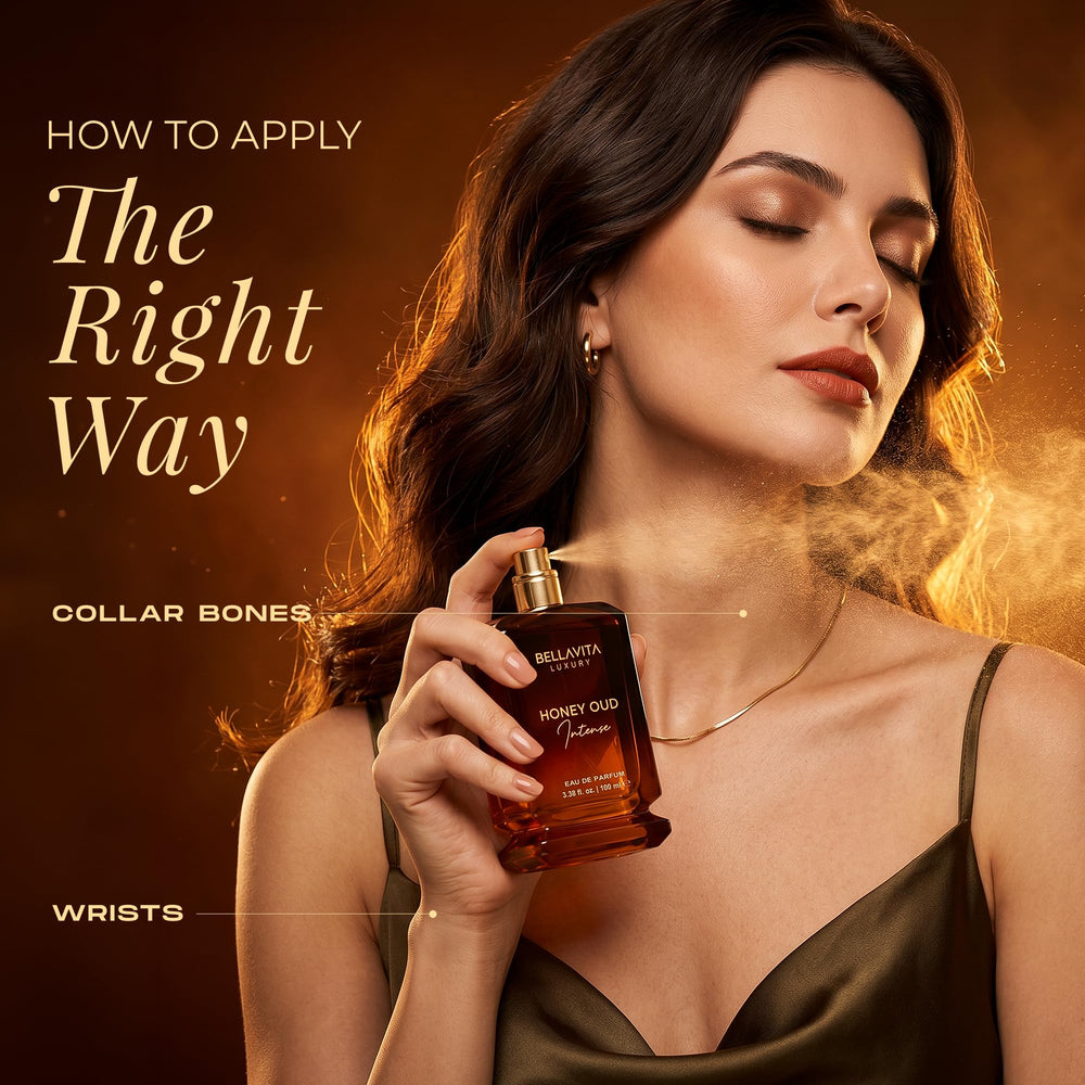 Bella Vita Luxury honey and oud ingredients staged to show warm gourmand-woody notes