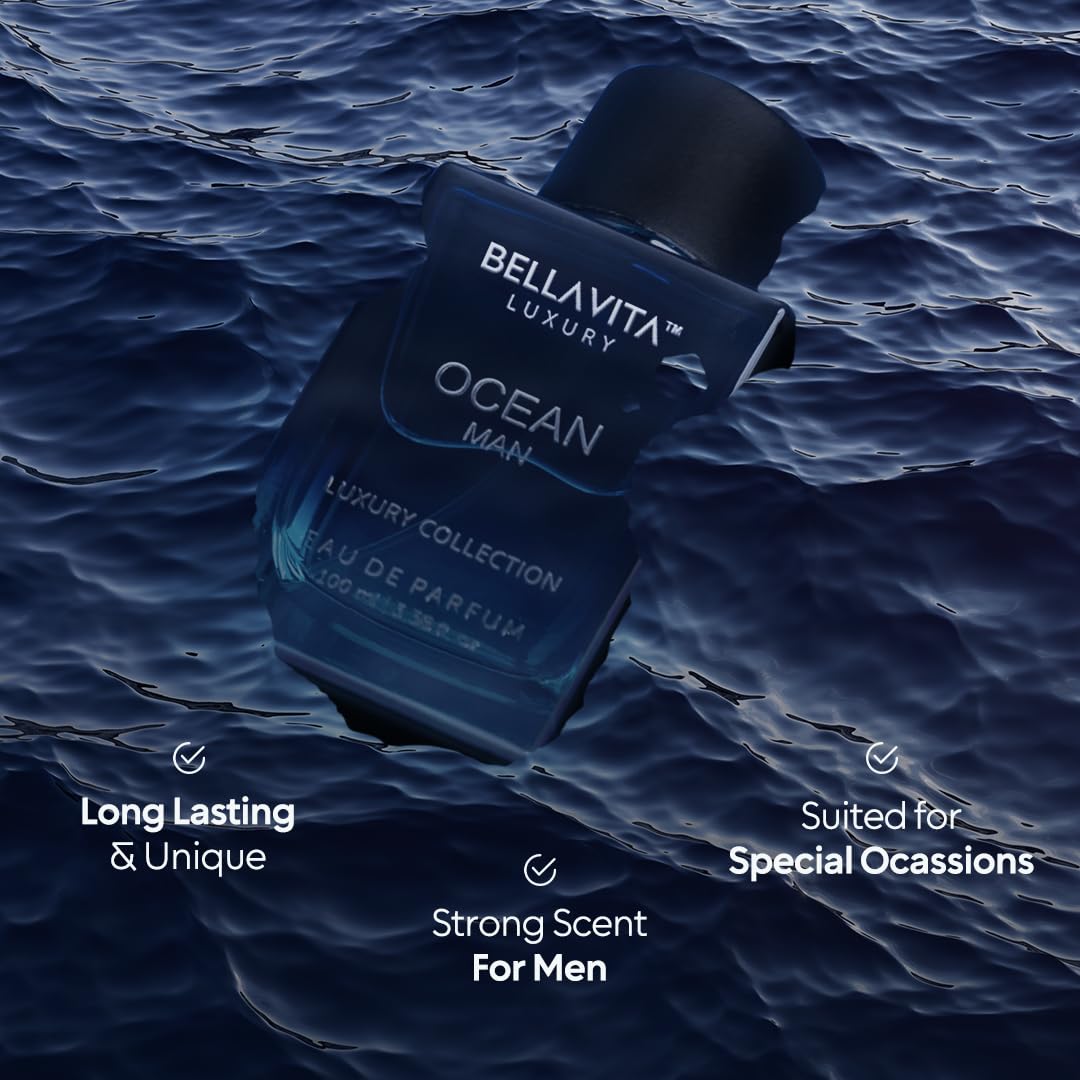 BellaVita Luxury scent notes board highlighting bergamot, orchid, jasmine clarity