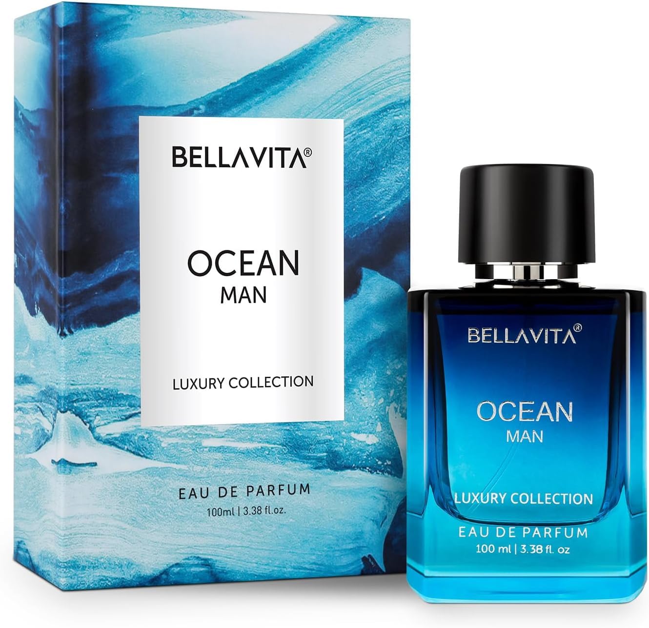 BellaVita Luxury bottle in a beach lifestyle scene suggesting adventurous freshness