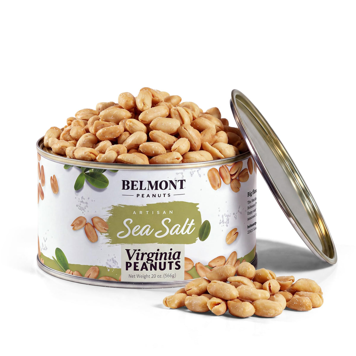 Belmont Peanuts front 20 oz pack showing branding and resealable bag keeps freshness
