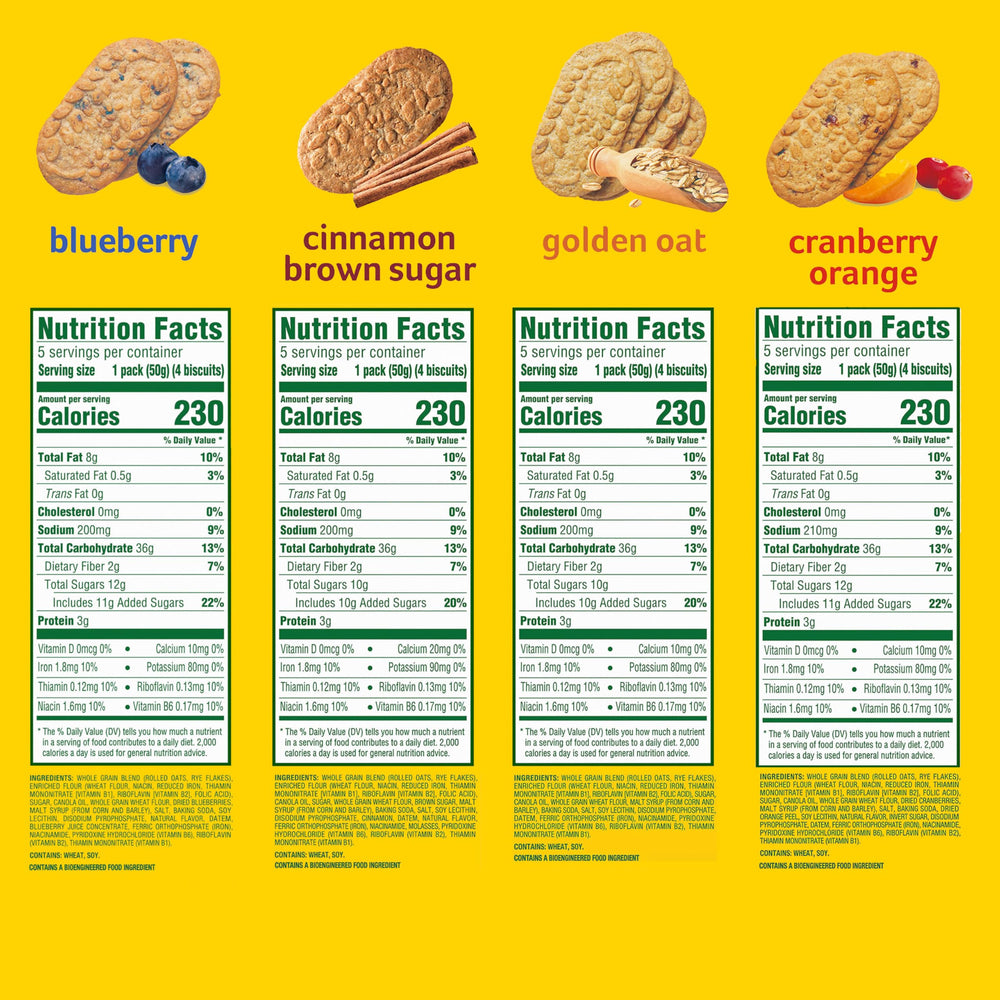 belVita individual pouch opened with four biscuits visible for portable morning energy