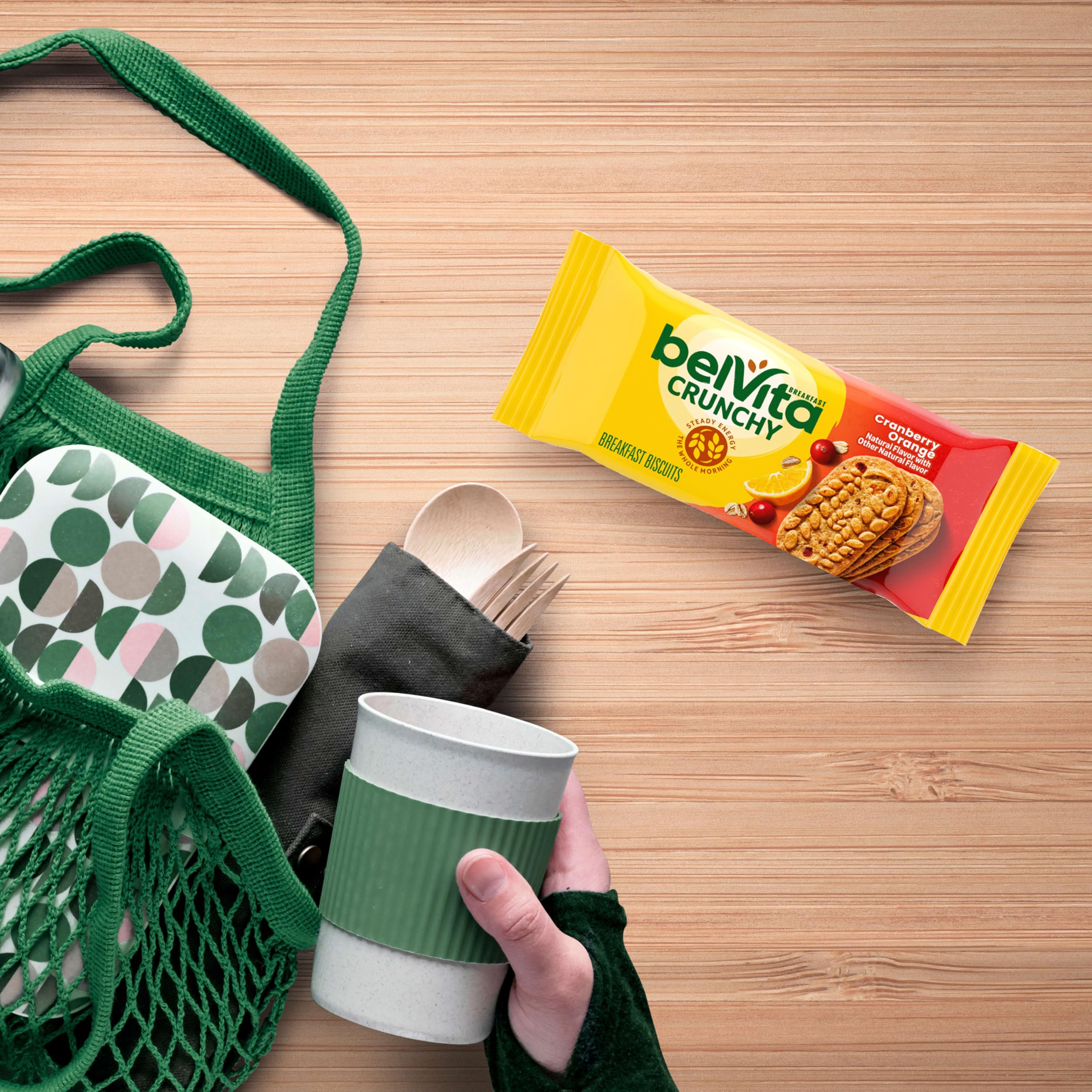 belVita ingredients flatlay with oats and berries illustrating natural grain content