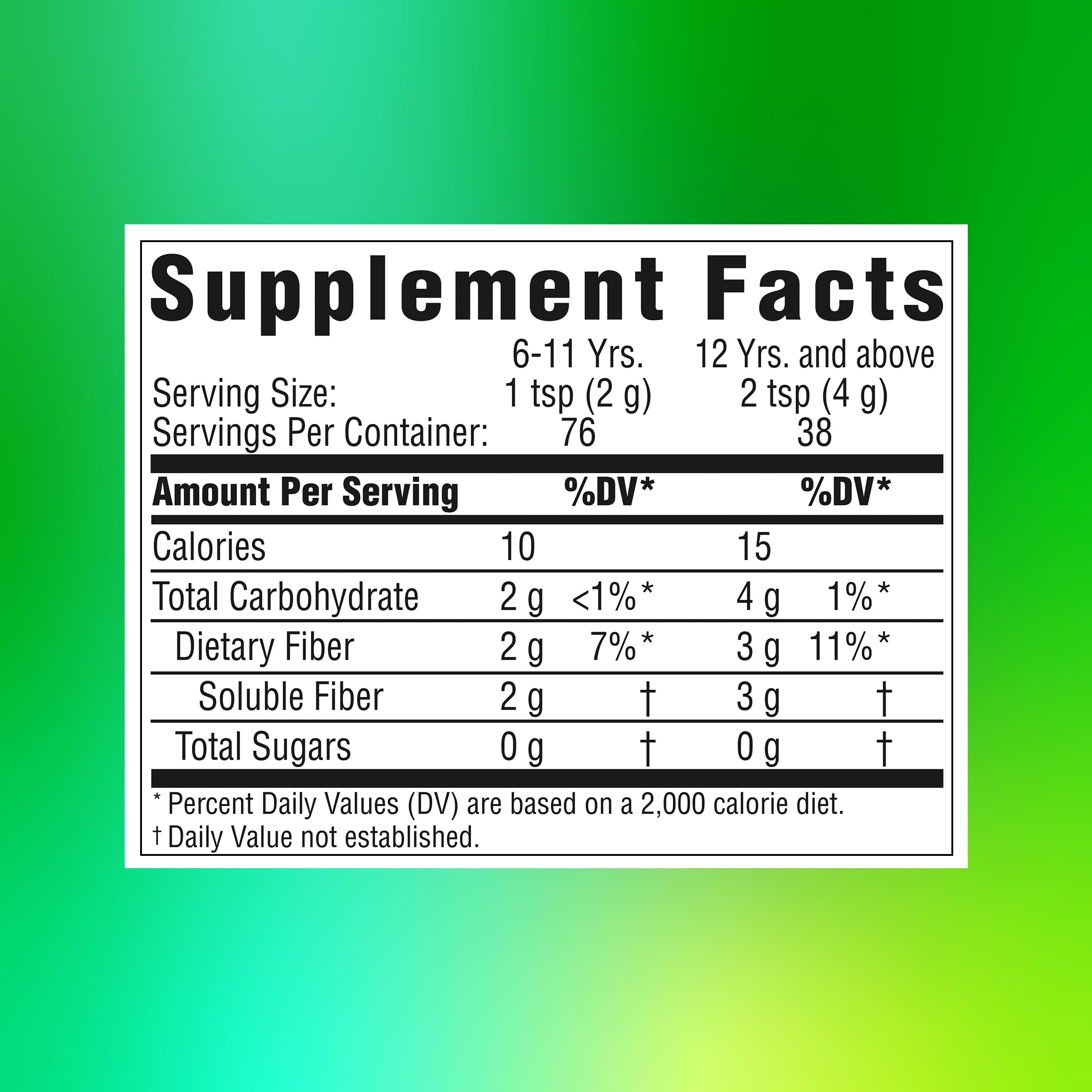Benefiber serving suggestion with four teaspoons measured for dose