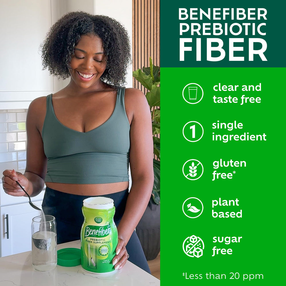 Benefiber tub held in hand to show real-world size and capacity