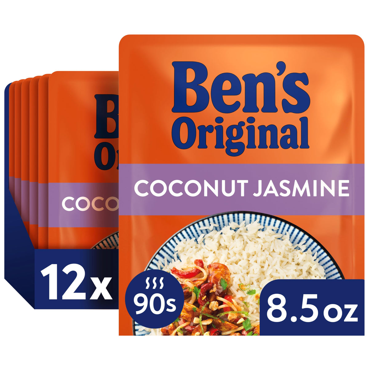 Ben's Original front packaging showing coconut jasmine rice and convenience