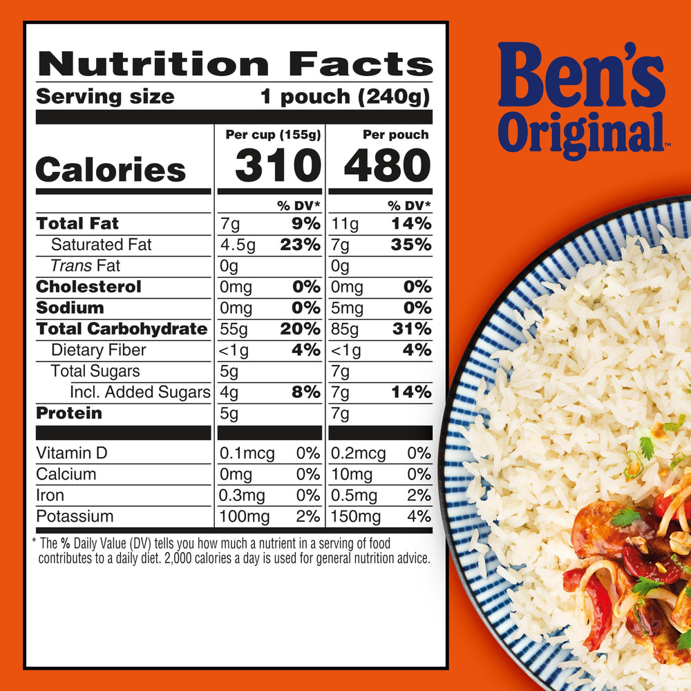 Ben's Original ready rice on a kitchen counter in a family meal setting