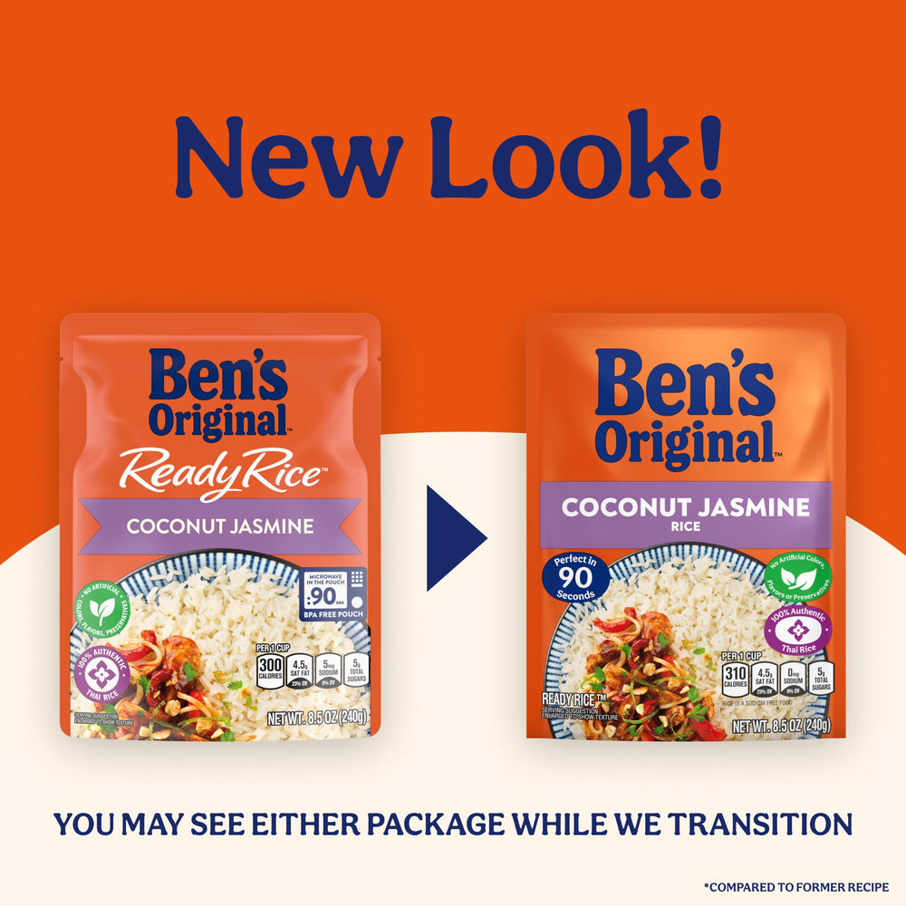 Ben's Original open pouch with cooked rice visible for quick serving