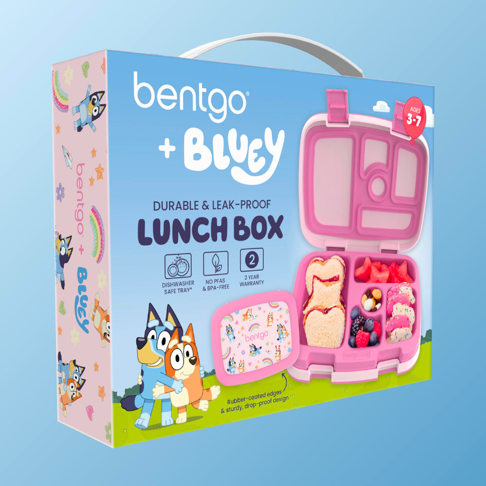 Child using Bentgo Bluey in a casual setting showing easy access and kid independence