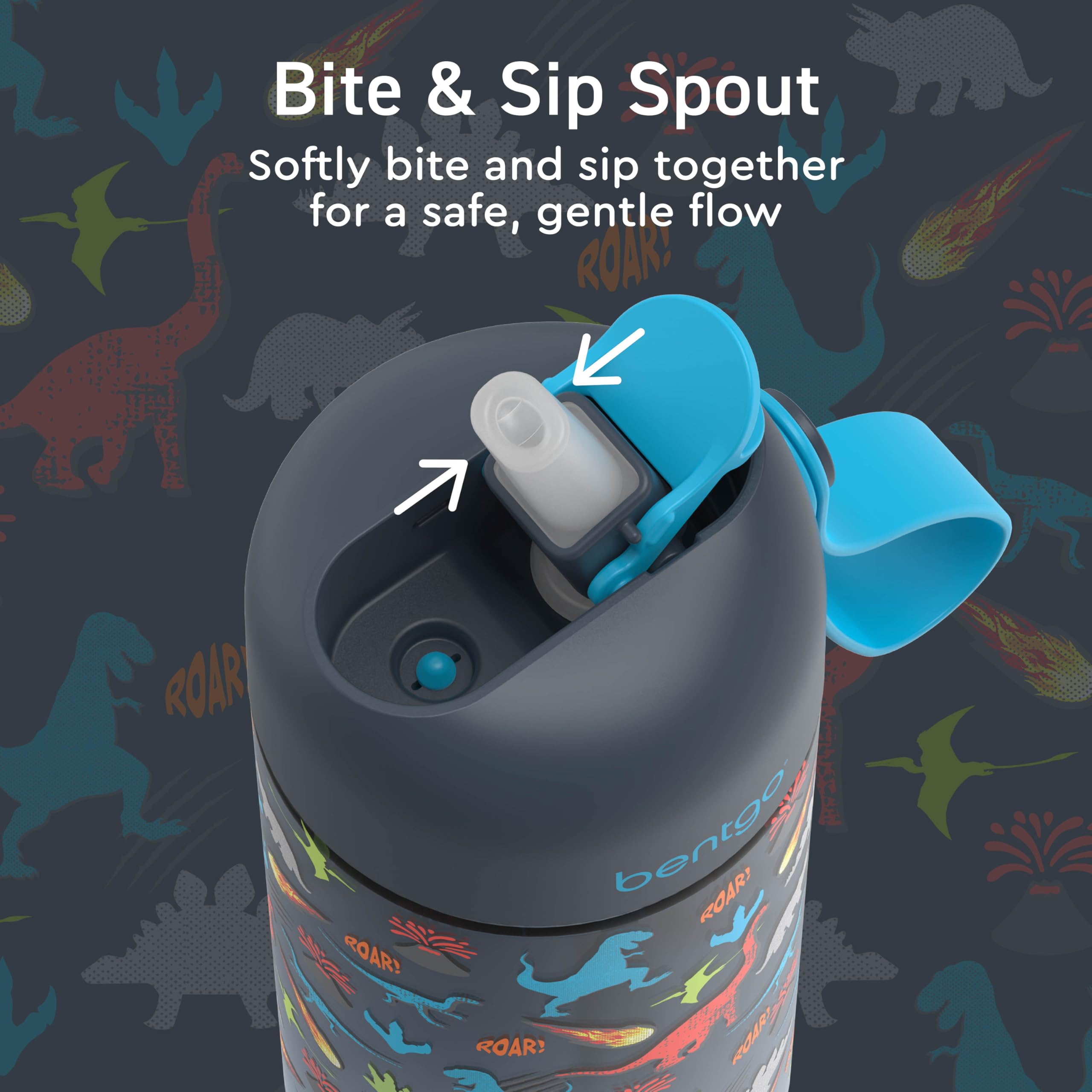 Bentgo bottle in car cup holder showing travel-friendly fit and spill prevention