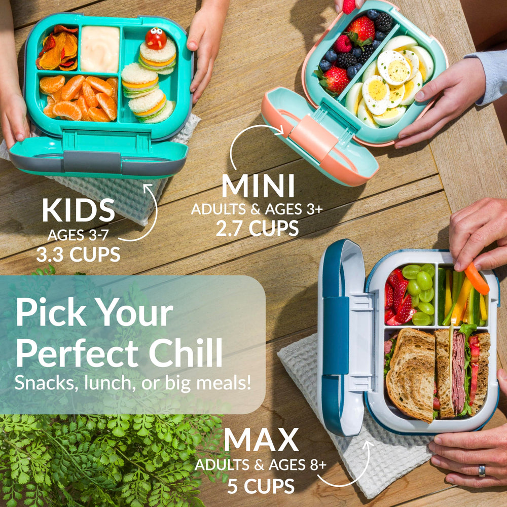 Bentgo Chill Max in a school backpack setting showing child-friendly size and durable build