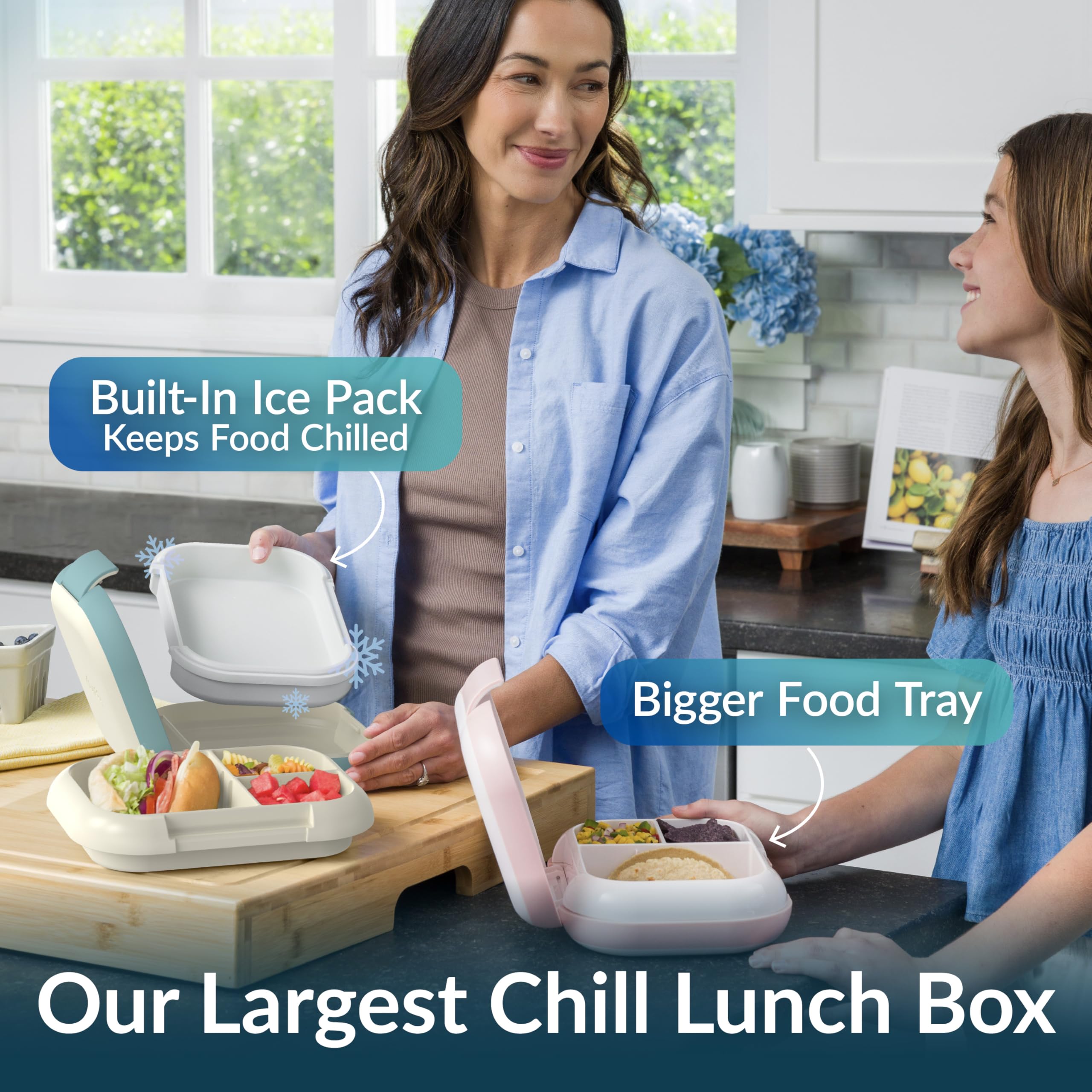 Bentgo Chill Max open interior displaying three and four compartment tray options for versatile packing
