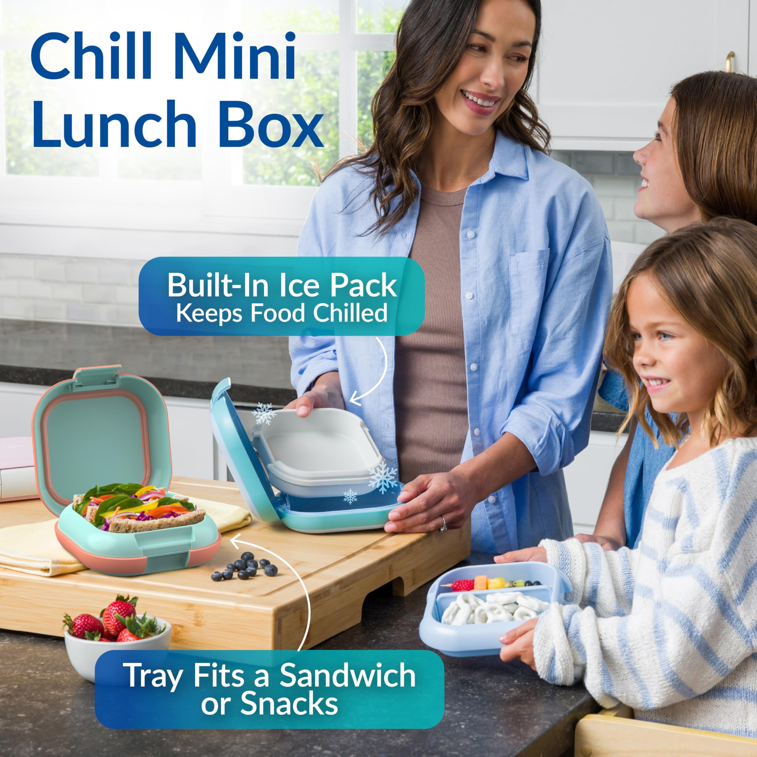 Bentgo open with snacks demonstrating chilled meal organization benefit