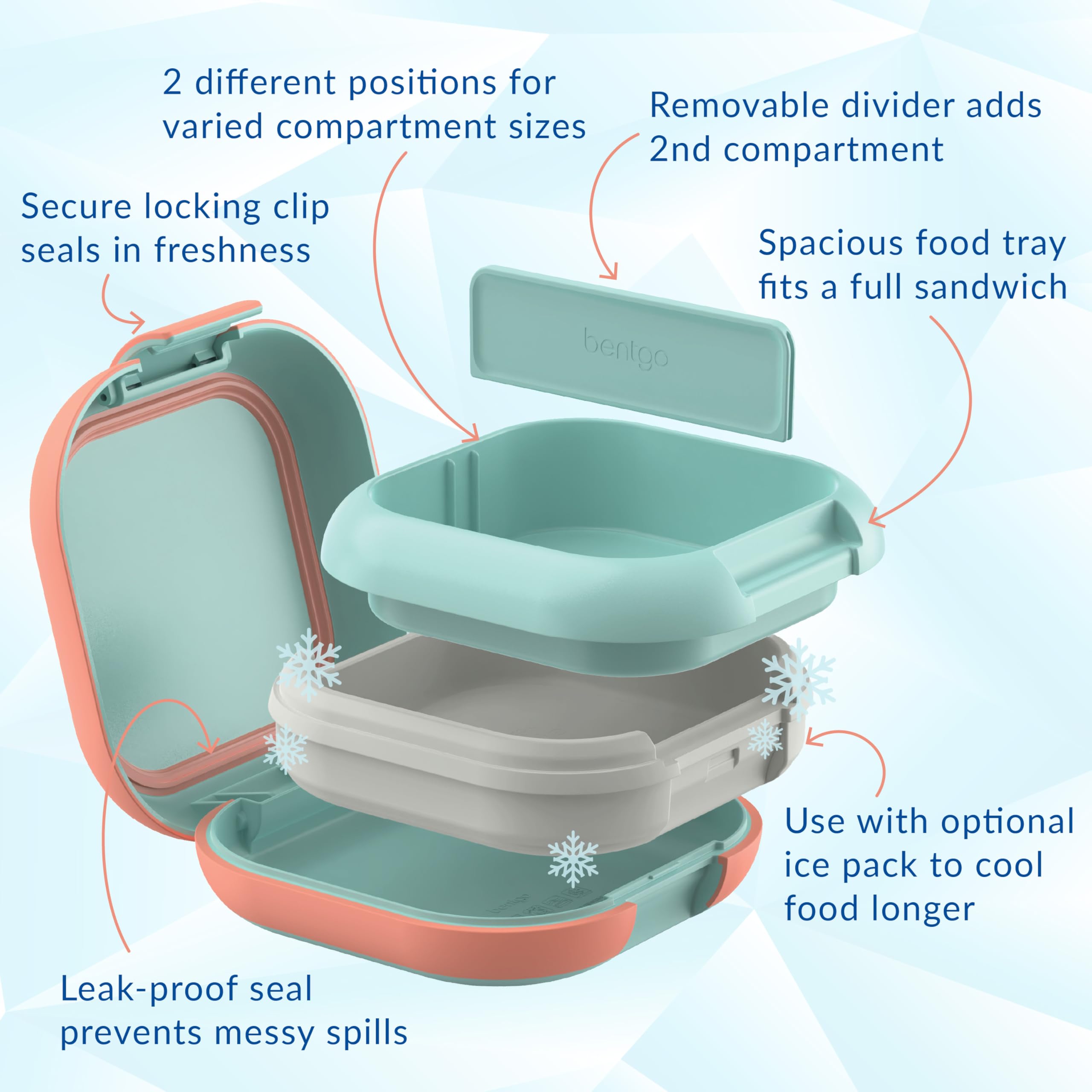 Bentgo top view of compartments showing efficient packing benefit