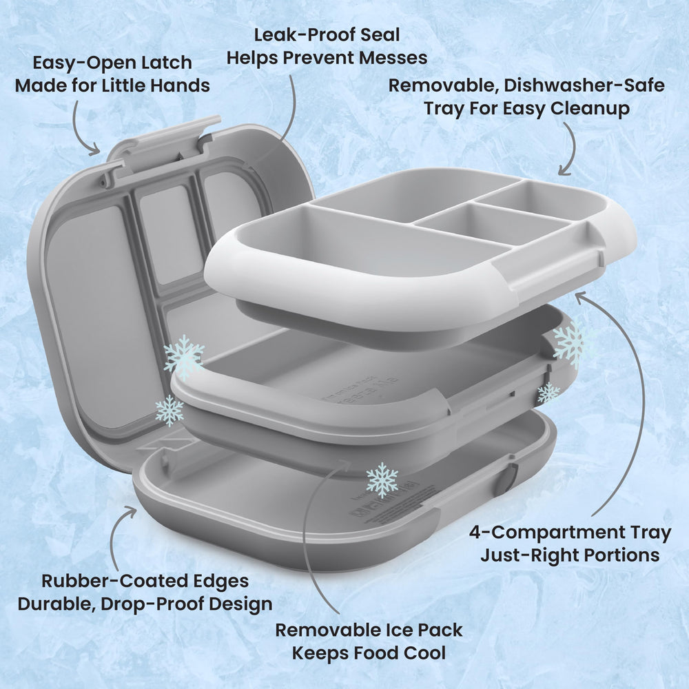 Bentgo tray with optional divider showing flexible portion control benefit