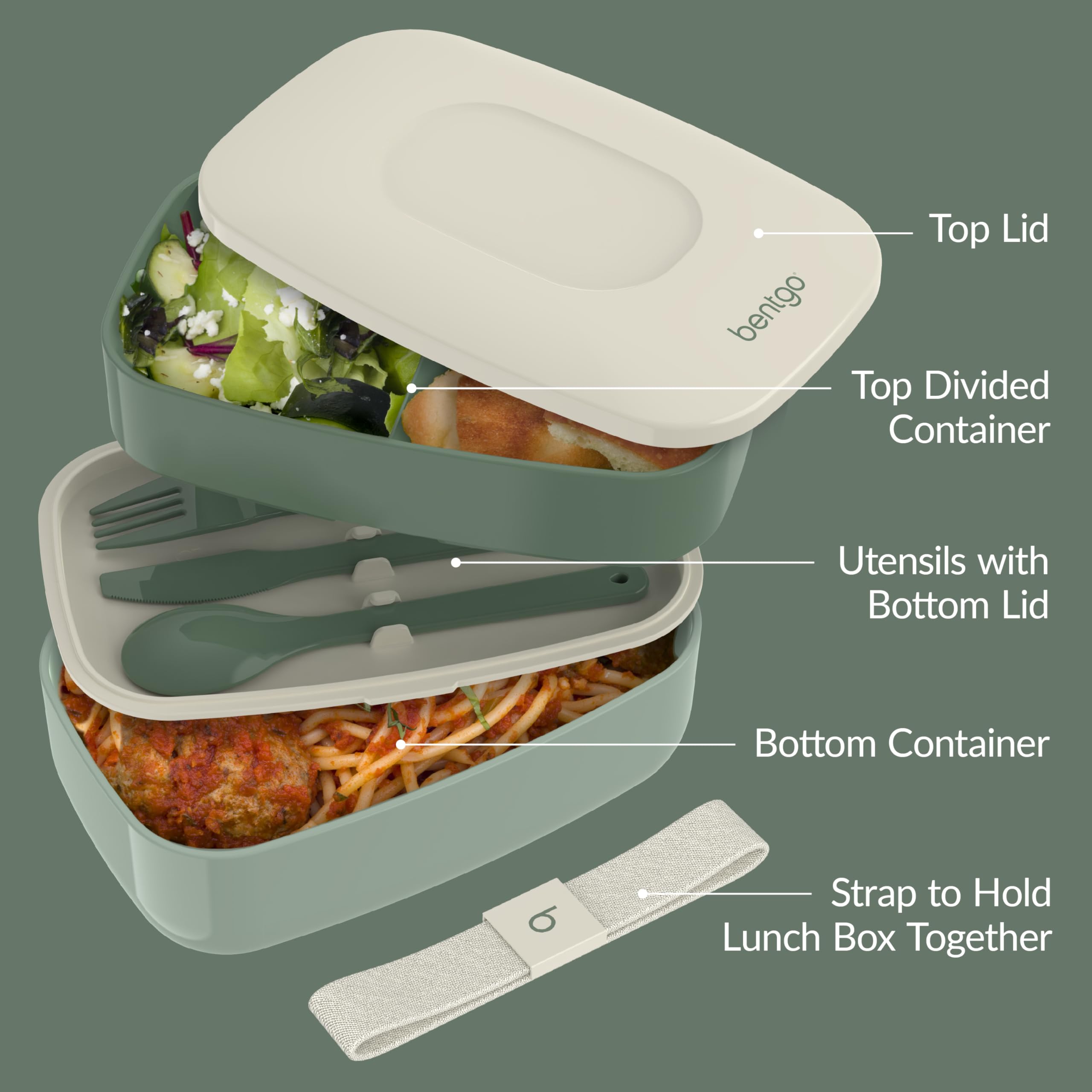 Bentgo Classic nesting storage with top container inside bottom for space-saving