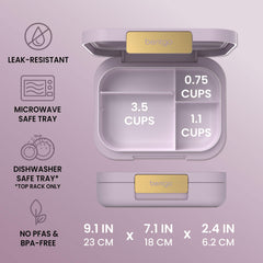 Bentgo removable divider closeup highlighting adjustability benefit: customizable portions