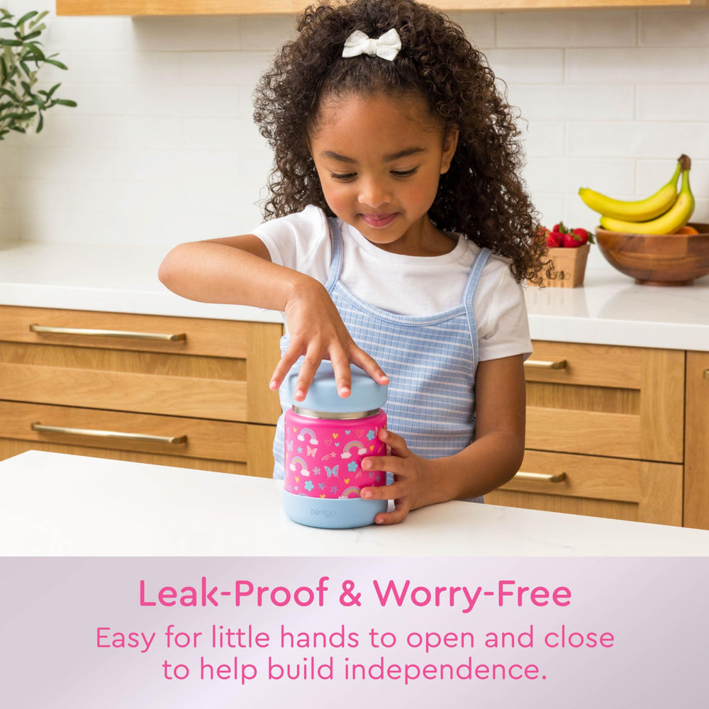 Bentgo jar open lid view showing easy‑grip cap for kids and simple access