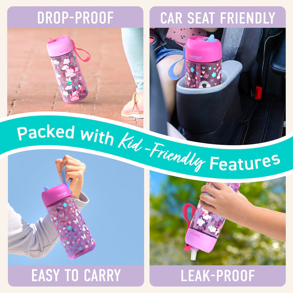 Bentgo bottle placed in car cup holder proving travel-friendly fit