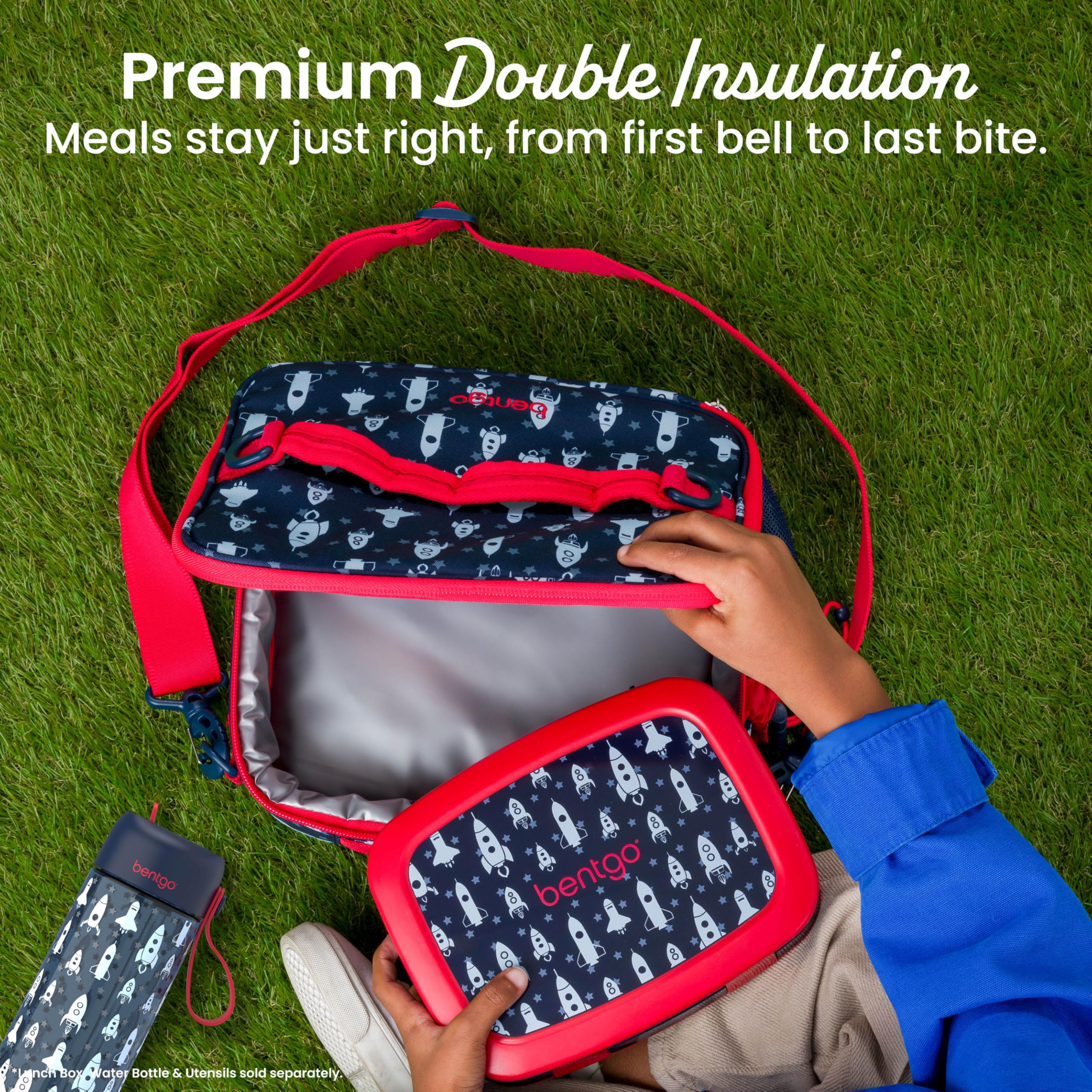 Bentgo in use with a lunchbox demonstrating roomy fit and organization