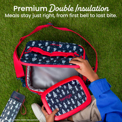 Bentgo in use with a lunchbox demonstrating roomy fit and organization