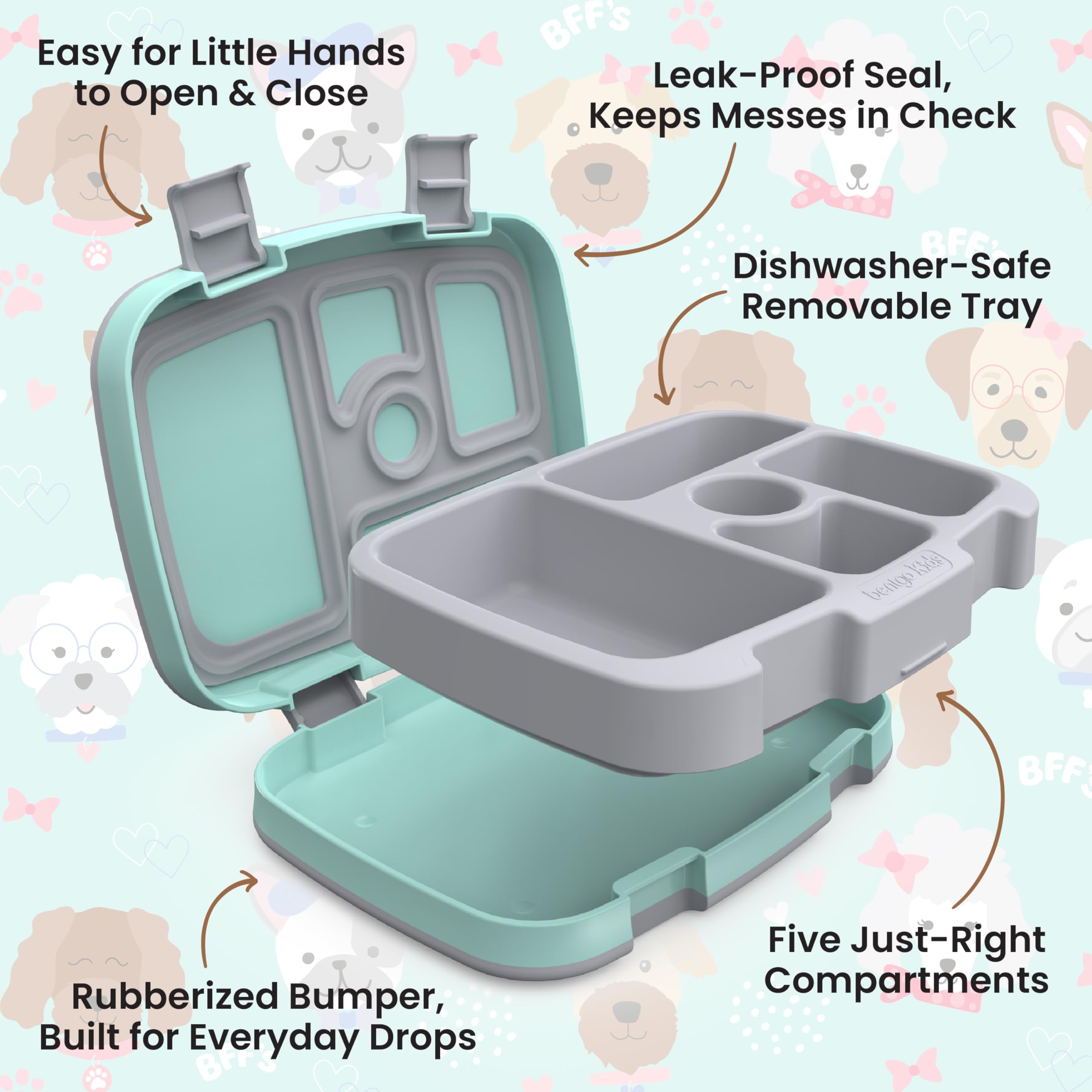 Bentgo lid and tray on top-rack dishwasher indicating easy cleaning