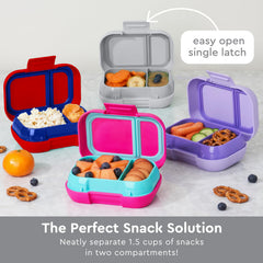 Bentgo snack container inside a child's backpack demonstrating travel-ready convenience