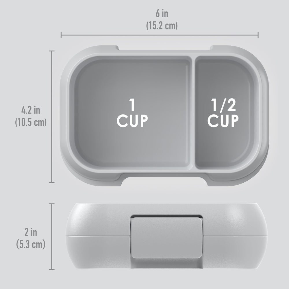 Bentgo snack container beside a soda can illustrating compact size for space-saving benefit