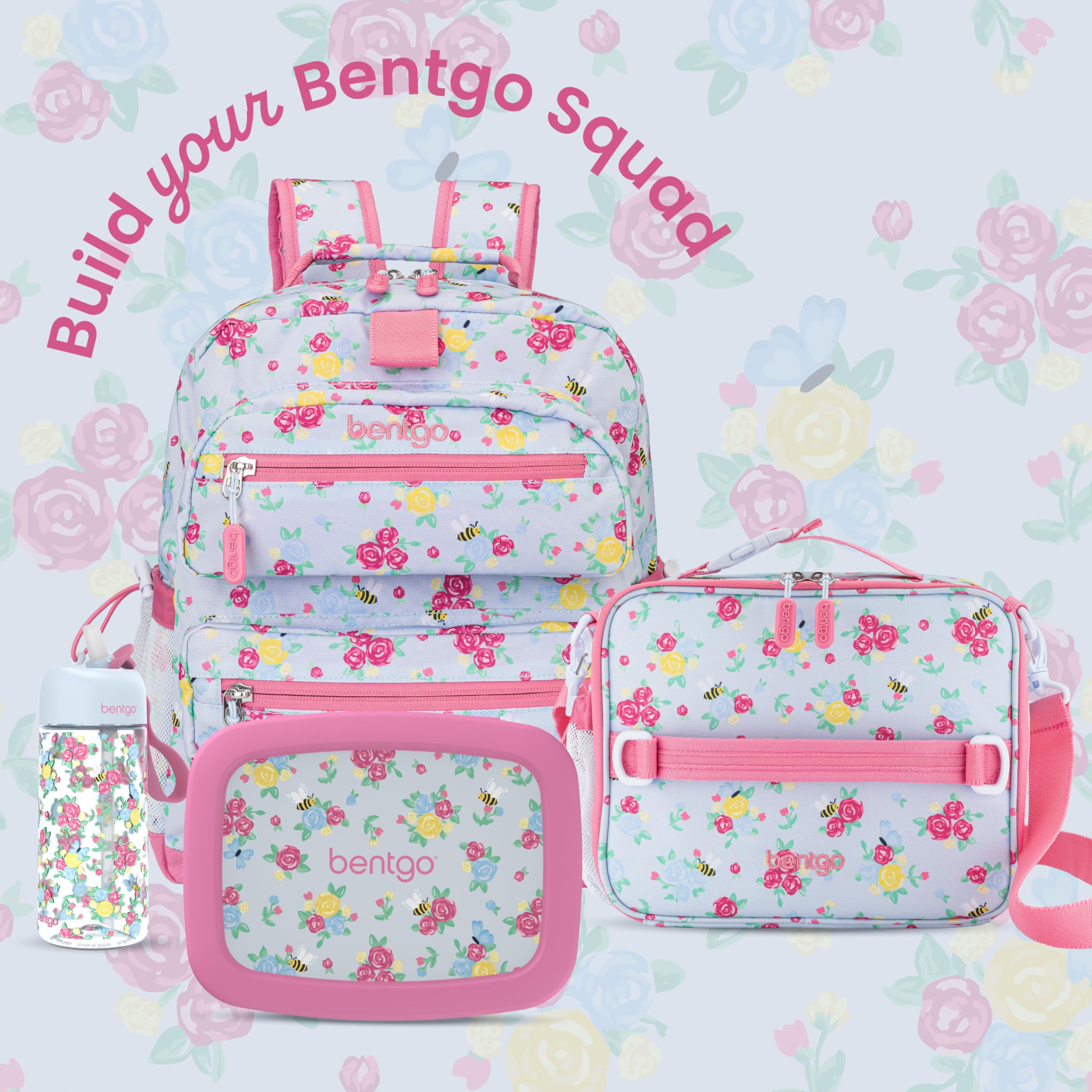 Bentgo lunch bag on school table with snacks showing ready-for-school benefit